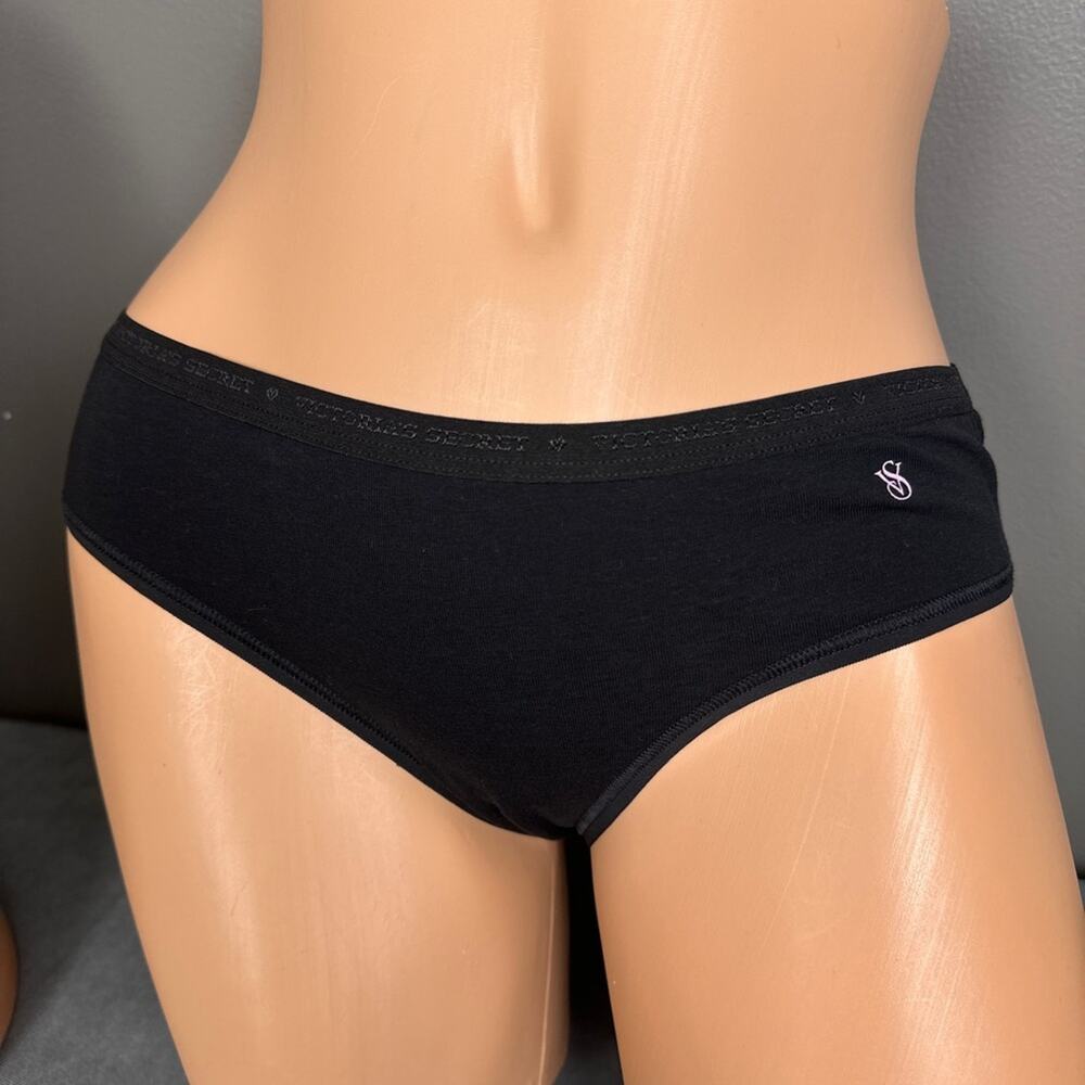 Victoria's Secret Hiphugger Black Bikini Briefs Size Large Cotton Blend Panties